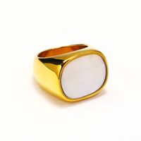 Titanium Steel 18K Gold Plated Hip-Hop Retro Plating Color Block Shell Rings main image 4