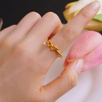 1 Piece Chinoiserie Bow Knot Copper Plating Open Ring sku image 10