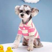 Casual Simple Style Polyester Stripe Lapel Pet Clothing main image 3