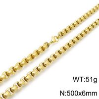 Hip-Hop Punk Geometric Titanium Steel Metal Chain 18K Gold Plated Men's Bracelets Necklace sku image 9