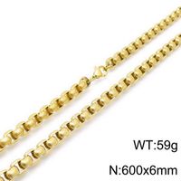 Hip-Hop Punk Geometric Titanium Steel Metal Chain 18K Gold Plated Men's Bracelets Necklace sku image 13