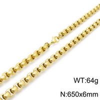 Hip-Hop Punk Geometric Titanium Steel Metal Chain 18K Gold Plated Men's Bracelets Necklace sku image 15