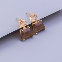 1 Pair Simple Style Commute Bag Plating Inlay Copper Artificial Gemstones Glass Glass Stone Gold Plated Drop Earrings main image 3