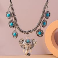 Vintage Style Ethnic Style Color Block Turquoise Zinc Alloy Wholesale Pendant Necklace main image 6