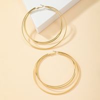 Wholesale Jewelry Simple Style Classic Style Solid Color Alloy Ferroalloy 14k Gold Plated Plating Hoop Earrings main image 3