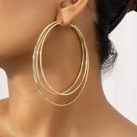 Wholesale Jewelry Simple Style Classic Style Solid Color Alloy Ferroalloy 14k Gold Plated Plating Hoop Earrings main image 1