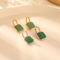 1 Pair Elegant Square Polishing Plating Inlay 304 Stainless Steel Malachite 18K Gold Plated Drop Earrings main image 2