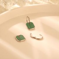 1 Pair Elegant Square Polishing Plating Inlay 304 Stainless Steel Malachite 18K Gold Plated Drop Earrings main image 4