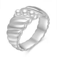 New Metal Geometric Zircon Bee Pearl Opening Adjustable Ring sku image 4
