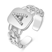New Metal Geometric Zircon Bee Pearl Opening Adjustable Ring sku image 15