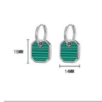 1 Pair Elegant Square Polishing Plating Inlay 304 Stainless Steel Malachite 18K Gold Plated Drop Earrings main image 10