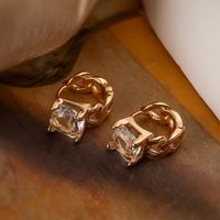 1 Paire Style Simple Géométrique Carré Placage Incruster Le Cuivre Zircon Plaqué Or 18k Boucles D'oreilles Cerceau sku image 1