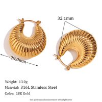 1 Pair Basic Simple Style Classic Style Geometric Plating Stainless Steel 18k Gold Plated Earrings main image 2