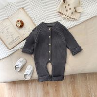 Cute Solid Color Polyacrylonitrile Fiber Baby Rompers main image 2