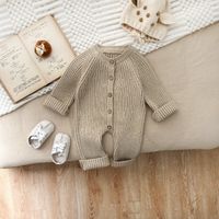 Cute Solid Color Polyacrylonitrile Fiber Baby Rompers sku image 5