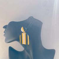 1 Pair Casual Streetwear Checkered Plating Alloy Soft Clay 14k Gold Plated Drop Earrings main image 6
