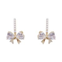 1 Pair Simple Style Classic Style Circle Square Bow Knot Alloy Rhinestones Drop Earrings Ear Hook main image 7
