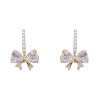 1 Paire Style Simple Style Classique Cercle Carré Noeud D'arc Alliage Strass Boucles D'oreilles Crochet D'oreille main image 7