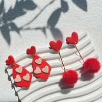 1 Pair Simple Style Commute Heart Shape Plating Soft Clay 14k Gold Plated Drop Earrings main image 4