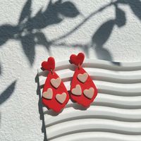 1 Pair Simple Style Commute Heart Shape Plating Soft Clay 14k Gold Plated Drop Earrings main image 6
