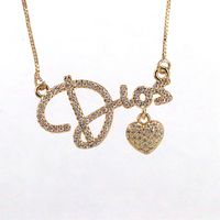 Simple Style Heart Shape Metal Inlay Diamond Zircon Women's Pendant Necklace sku image 1