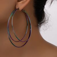 Wholesale Jewelry Elegant Color Block Alloy Ferroalloy Hoop Earrings main image 1