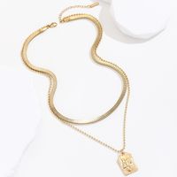 Wholesale Simple Style Commute Solid Color Stainless Steel Plating 18k Gold Plated Layered Necklaces sku image 1