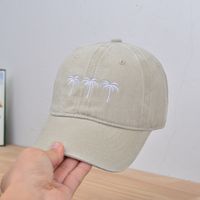 Unisex Basic Vintage Style Coconut Tree Embroidery Curved Eaves Baseball Cap sku image 2