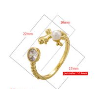 Casual Elegant Simple Style Heart Shape Copper Plating Inlay Artificial Pearls Copper Zircon 18k Gold Plated Open Rings main image 3