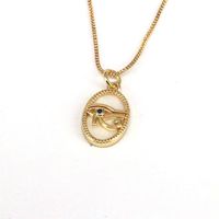 Simple Style Heart Shape Shell Plating Inlay Zircon Gold Plated Women's Pendant Necklace sku image 1