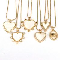 Simple Style Heart Shape Shell Plating Inlay Zircon Gold Plated Women's Pendant Necklace main image 2