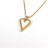 Simple Style Heart Shape Shell Plating Inlay Zircon Gold Plated Women's Pendant Necklace sku image 2