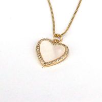 Simple Style Heart Shape Shell Plating Inlay Zircon Gold Plated Women's Pendant Necklace sku image 3