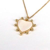Simple Style Heart Shape Shell Plating Inlay Zircon Gold Plated Women's Pendant Necklace main image 7