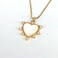 Simple Style Heart Shape Shell Plating Inlay Zircon Gold Plated Women's Pendant Necklace sku image 4