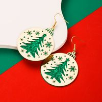 1 Pair Cute Round Christmas Tree Santa Claus Plating Carving Alloy Gold Plated Drop Earrings main image 5