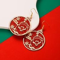 1 Pair Cute Round Christmas Tree Santa Claus Plating Carving Alloy Gold Plated Drop Earrings main image 4