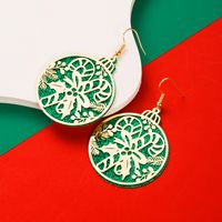 1 Pair Cute Round Christmas Tree Santa Claus Plating Carving Alloy Gold Plated Drop Earrings main image 3