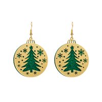 1 Pair Cute Round Christmas Tree Santa Claus Plating Carving Alloy Gold Plated Drop Earrings main image 2