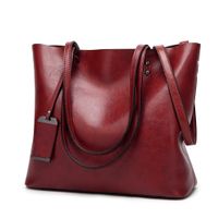 Women's Pu Leather Solid Color Streetwear Square Zipper Tote Bag sku image 1