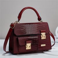 Mujeres Cuero Sintético Color Sólido Elegante Cuadrado Gire La Tapa Bolso sku image 2