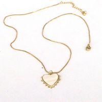 Simple Style Heart Shape Shell Plating Inlay Zircon Gold Plated Women's Pendant Necklace sku image 5