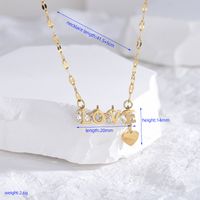 Casual Classic Style Letter Heart Shape Titanium Steel Plating Inlay Zircon 18k Gold Plated Pendant Necklace main image 3