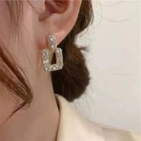 1 Pair Ig Style Simple Style Square Inlay Alloy Zircon Ear Studs main image 1