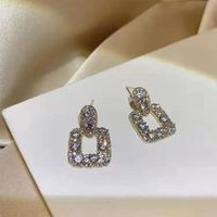 1 Pair Ig Style Simple Style Square Inlay Alloy Zircon Ear Studs main image 3