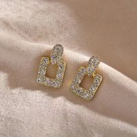 1 Pair Ig Style Simple Style Square Inlay Alloy Zircon Ear Studs main image 5