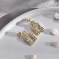 1 Pair Ig Style Simple Style Square Inlay Alloy Zircon Ear Studs main image 4