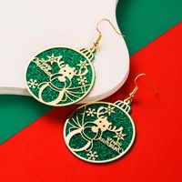 1 Pair Cute Round Christmas Tree Santa Claus Plating Carving Alloy Gold Plated Drop Earrings sku image 1