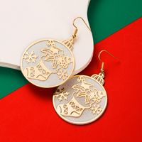1 Pair Cute Round Christmas Tree Santa Claus Plating Carving Alloy Gold Plated Drop Earrings sku image 4
