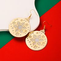 1 Pair Cute Round Christmas Tree Santa Claus Plating Carving Alloy Gold Plated Drop Earrings sku image 6